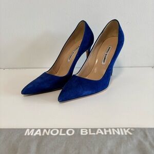 Manolo Blahnik Blue Suede Heels